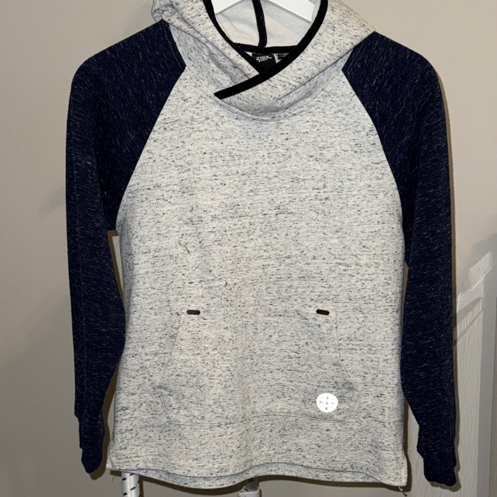 Stitch Fix Boy’s Two-Tone Hoodie - Light Gray & Navy - Kangaroo Pocket